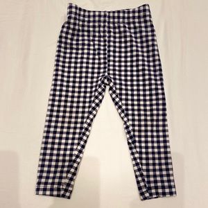 Hanna Anderson gingham navy white leggings 2T